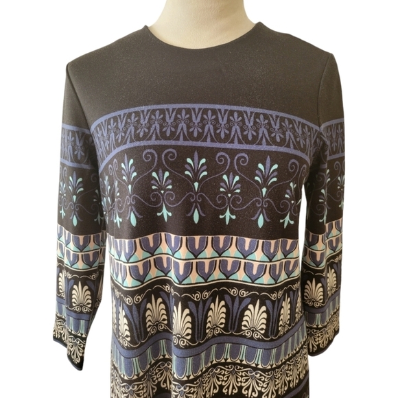 J. Mclaughlin Black & Blue Graphic Shift Dress Size XS - Picture 2 of 5